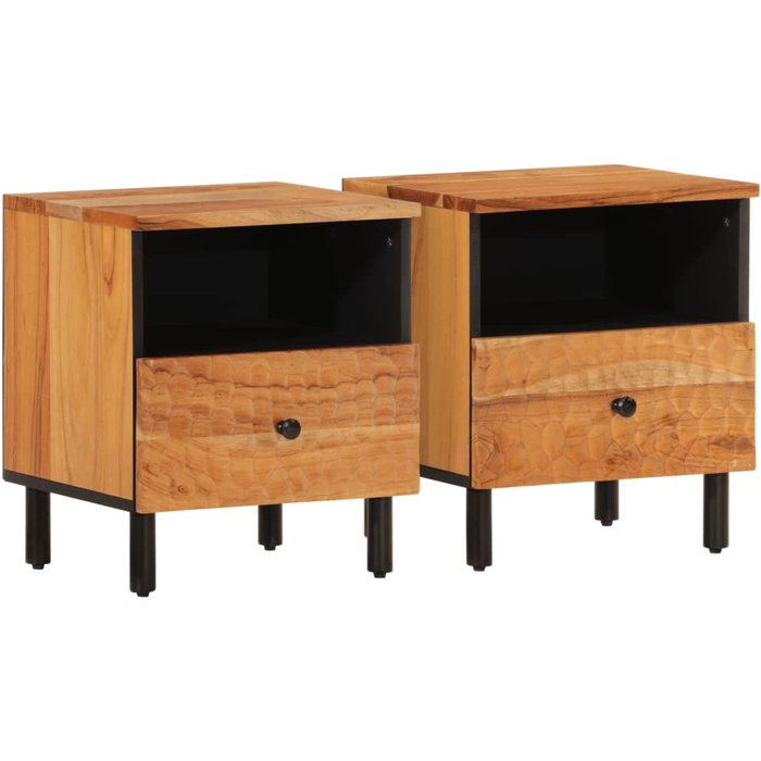 Mesitas de noche 2 uds madera maciza de acacia 40x33x46 cm - comfortxl