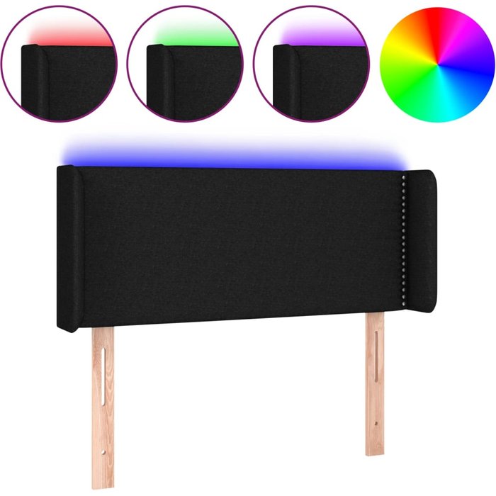 Cabecero cama - mueble cabecero con led de tela negro 93x16x78/88 cm