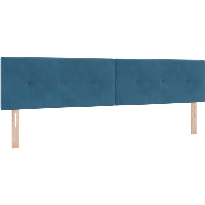 Cabecero cama - mueble cabecero led con tiras led manual azul 200 cm terciopelo