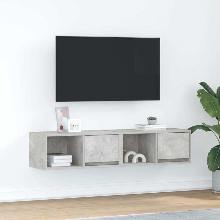 Muebles de tv 2uds madera ingeniería gris hormigón 60x31x25,5cm