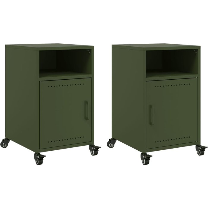 Mesitas de noche 2 unidades acero verde oliva 36x39x59 cm - comfortxl