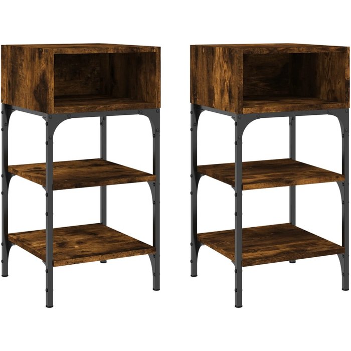 Mesitas de noche 2pz roble ahumado 35x34,5x70 c madera contrachapada