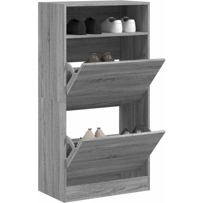 Armario para zapatos sonoma gris 60x34x116 cm madera de ingeniería