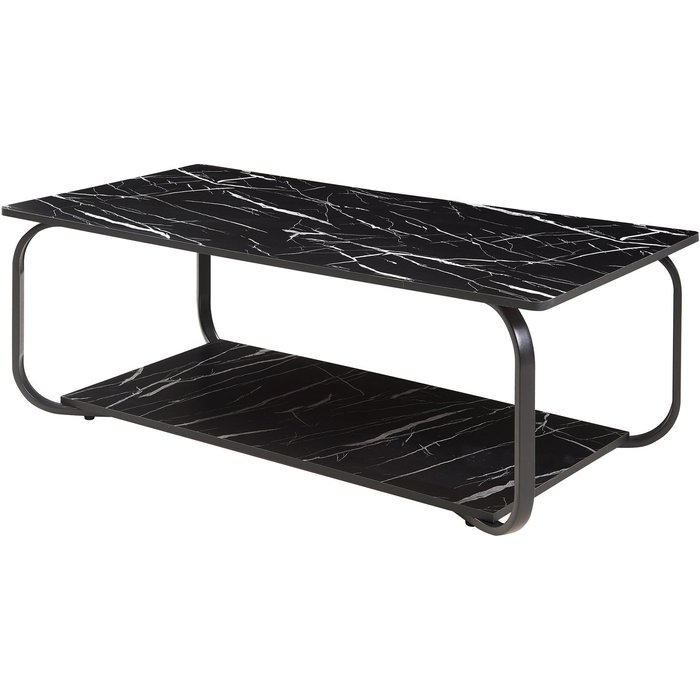 Mesa de centro/consola/auxiliar 120 x 60 x 43 cm efecto mármol negro 03_0010809