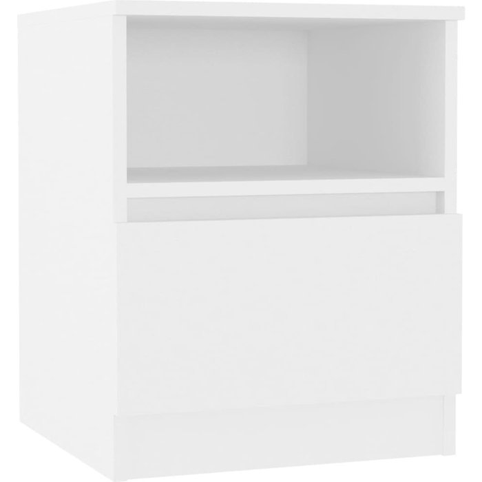 Mesita de noche aglomerado blanco 40x40x50 cm