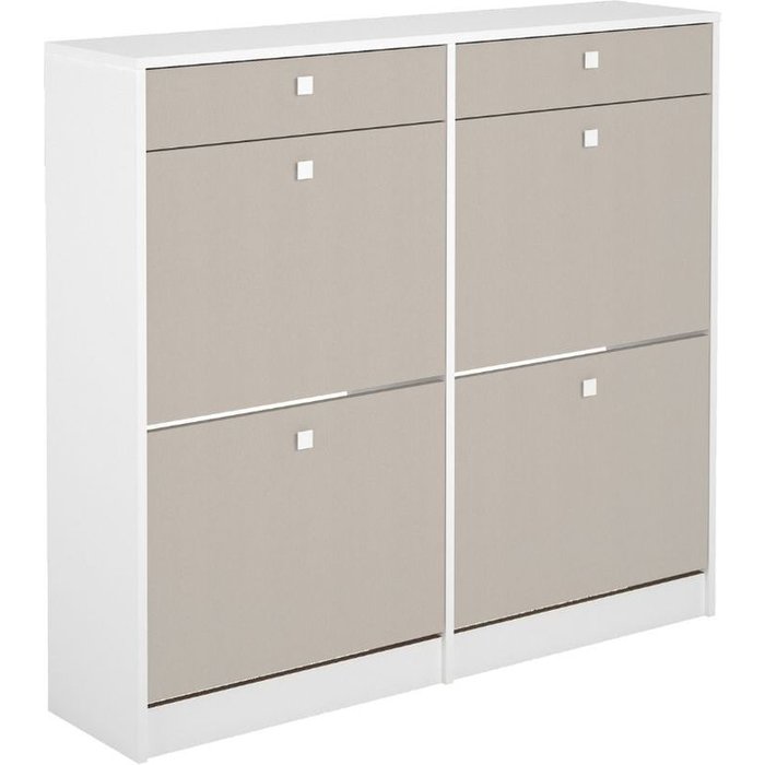 Zapatero sirena 4 puertas con 2 cajones blanco/gris 104,3x116,8x27 cm