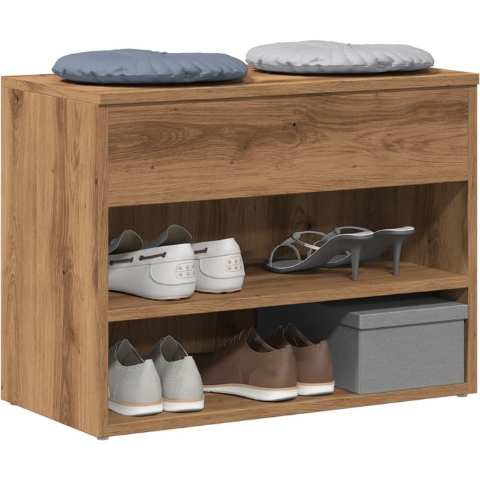 Zapatero artesanal de roble 60x30x45 cm de madera contrachapada