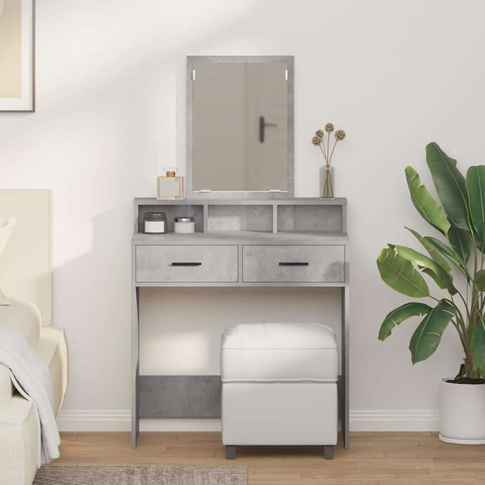 Mueble de baño de madera de ingeniería color gris hormigón, 79 x 41 x 140 cm