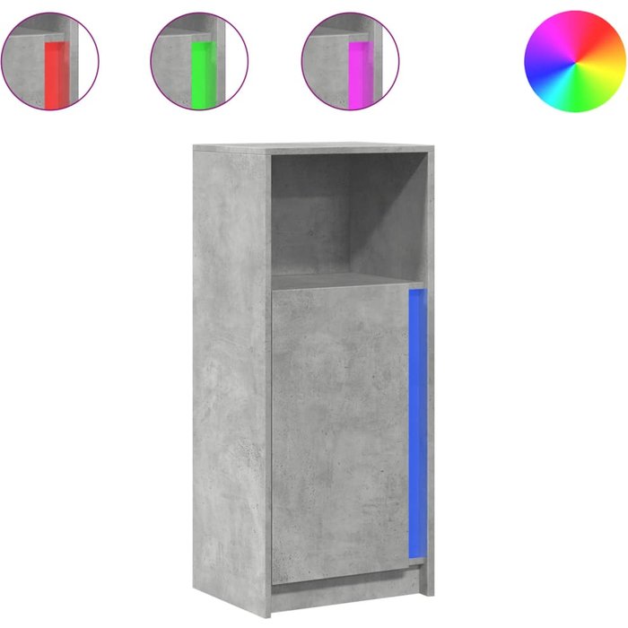 Aparador con led madera ingeniería gris hormigón 42,5x34x100 cm - comfortxl