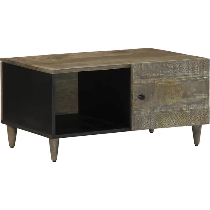 Mesa de centro de madera maciza de mango gris claro 80x50x40 cm vidaxl