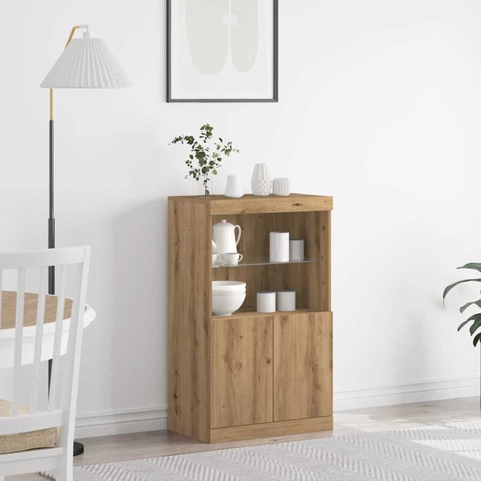 Maison exclusive - aparador led marrón 60 x 37 x 100 cm madera de ingeniería