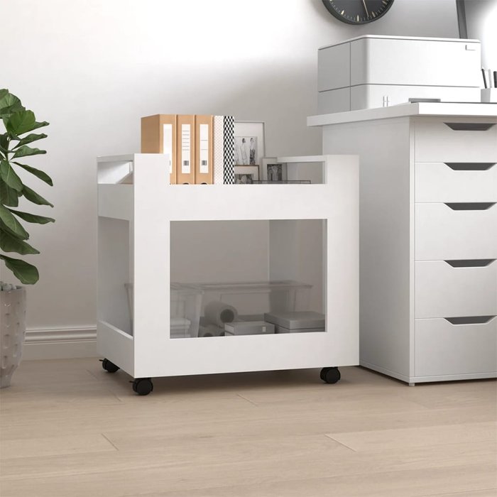 Maison exclusive - carrito de escritorio madera contrachapada blanco 60x45x60 cm