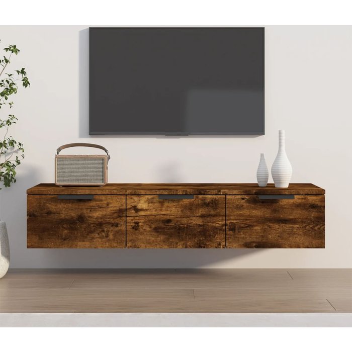 Mueble de pared roble ahumado 102x30x20 cm madera contrachapada