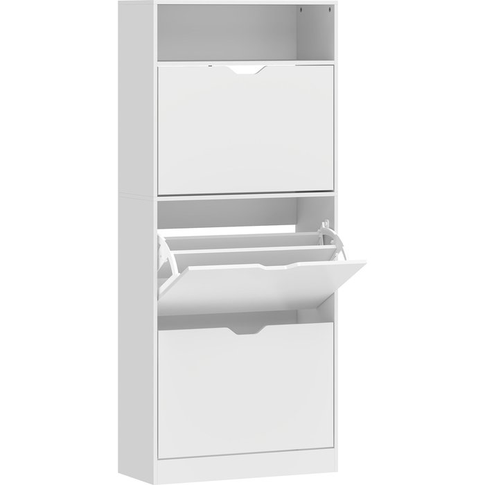 Zapatero estrecho homcom mdf blanco 60x26x140 cm