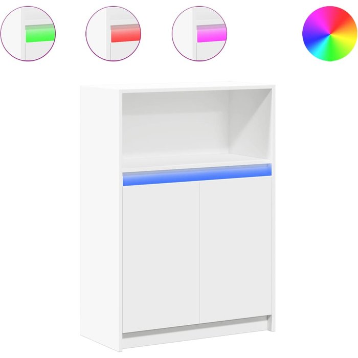Aparador con led madera de ingeniería blanco 72x34x100 cm - comfortxl