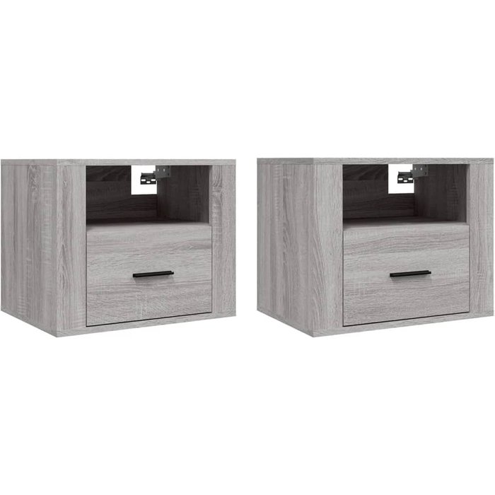 Mesitas de noche de pared 2 uds gris sonoma 50x36x40 cm - comfortxl