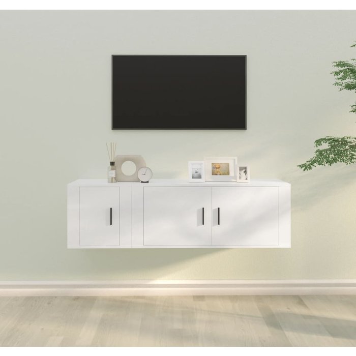 Set de muebles de tv 2 piezas madera contrachapada blanco - comfortxl