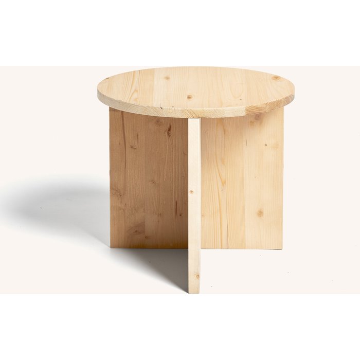 Nicole mesa auxiliar redonda de madera de abeto en color beige hannun