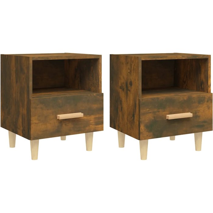Mesitas de noche 2 unidades color roble ahumado 40x35x47 cm - comfortxl