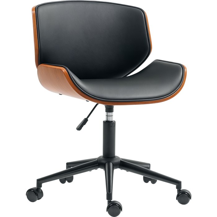 Silla de oficina homcom pu, madera curvada negro 52x54x84 cm