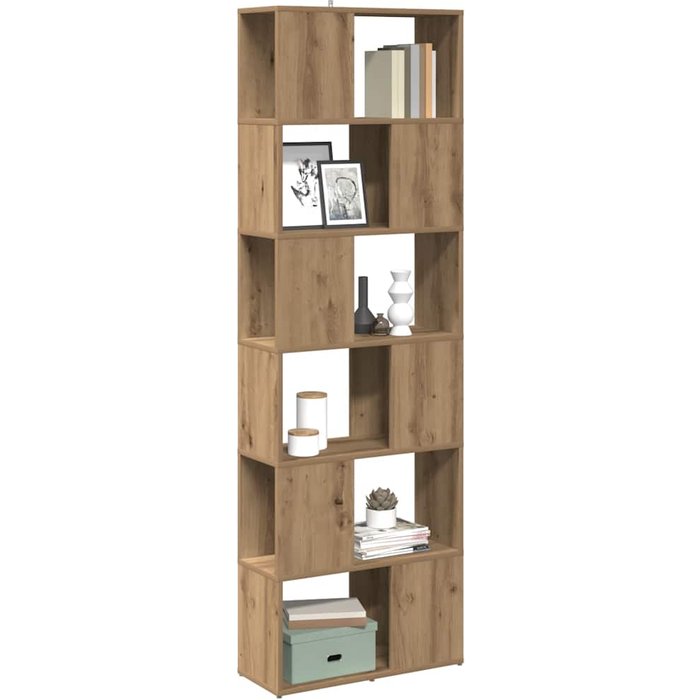 Librería/separador de ambientes de roble hecho a mano, 60x24x186 cm - pangivo