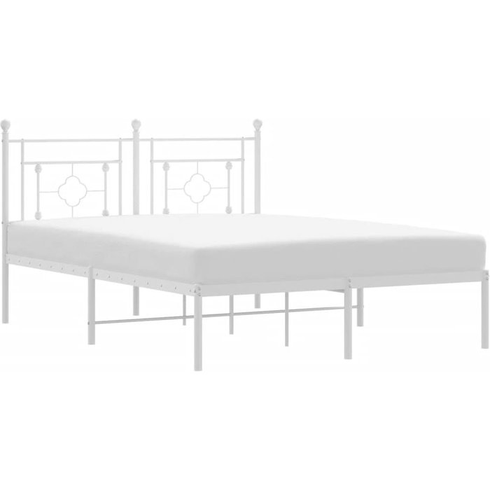 Estructura cama sin colchón con cabecero metal blanco 135x190cm — comfortxl