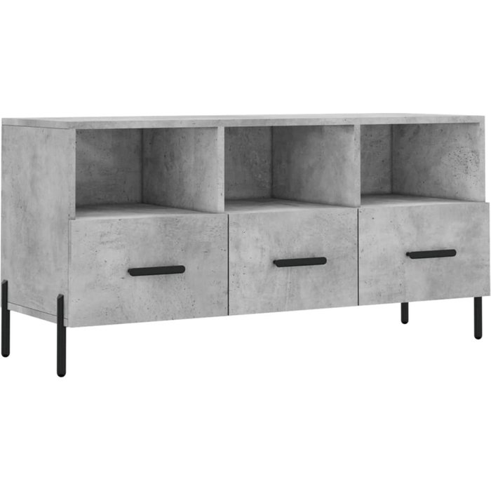 Mueble tv gris cemento 102x36x50 cm madera contrachapada