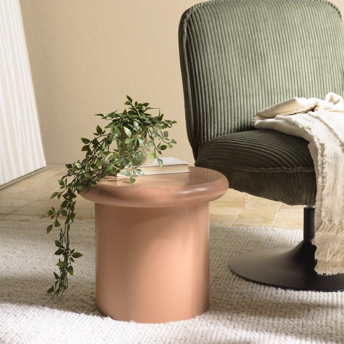 Agathe - mesa auxiliar redonda de madera pintada en marrón d40cm