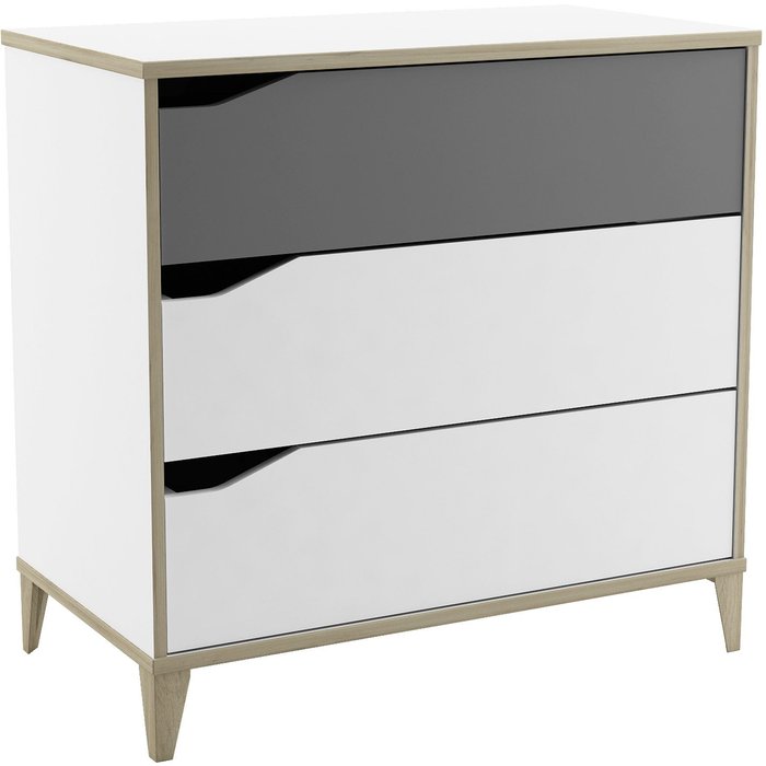 Cómoda 2 + 1 cajones - genius - blanco y gris - 78,3 x 42,6 x 75,9 cm - demeyere