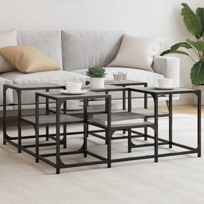 Mesa de centro sonoma gris 91x91x40 cm de madera contrachapada