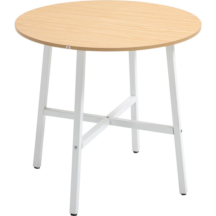 Mesa de comedor redonda para 4 personas homcom ø80x76 cm natural