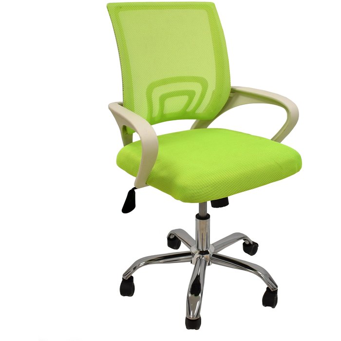 Mf - sillón de oficina fiss new, blanco, gas, basculante, malla y tejido verde