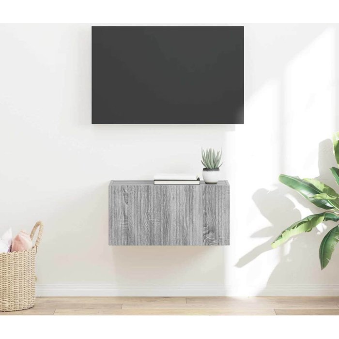 Mueble de tv de pared sonoma gris de 60 x 31 x 29,5 cm de madera de ingeniería