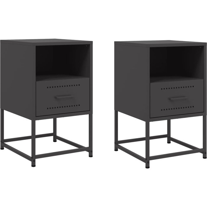 Mesitas de noche 2 uds acero negra 36x39x60,5 cm - comfortxl