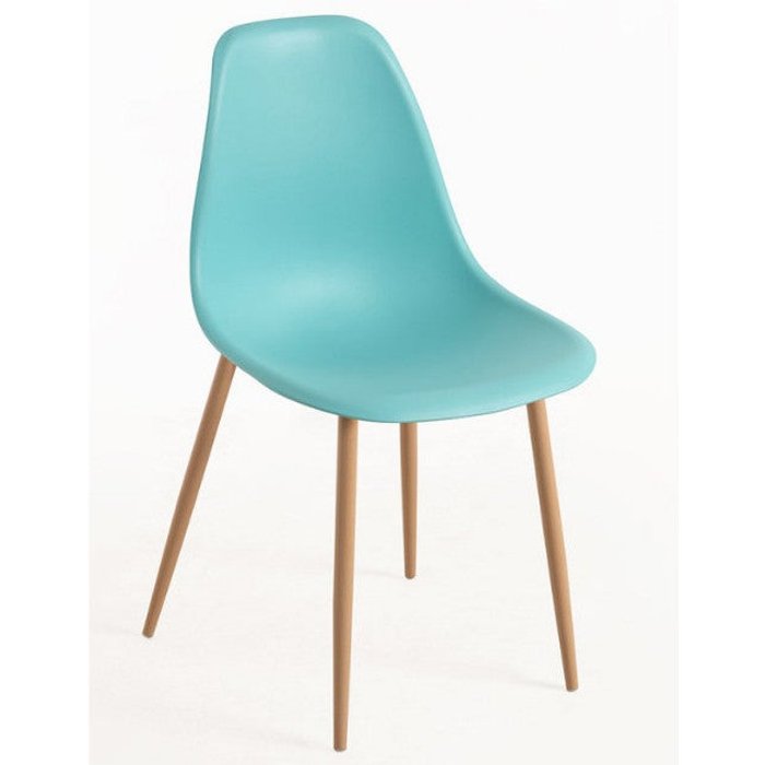 Silla escandinava kerry acuarela azul y natural - lote de 2