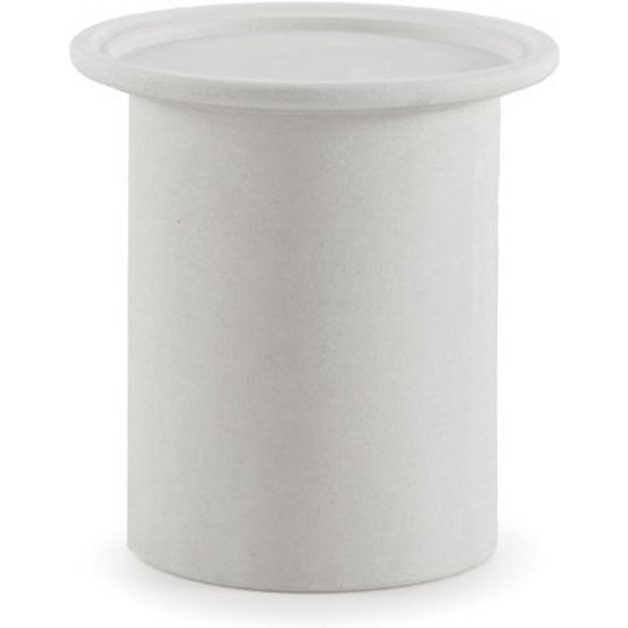 Mesa de centro de 48 cm de diámetro de poliresina cemento blanco