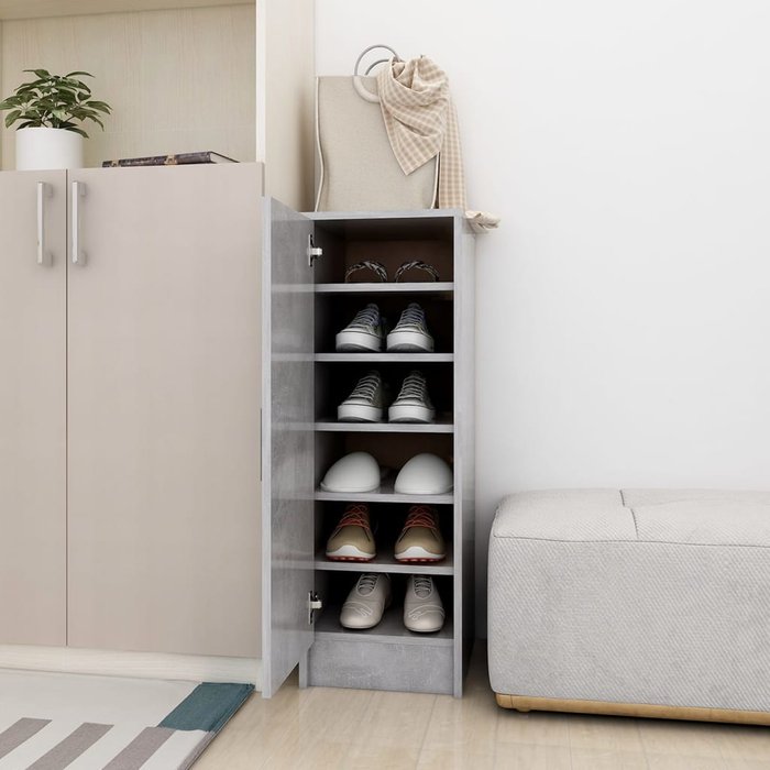 Mueble zapatero de aglomerado gris hormigón 32x35x92 cm - comfortxl