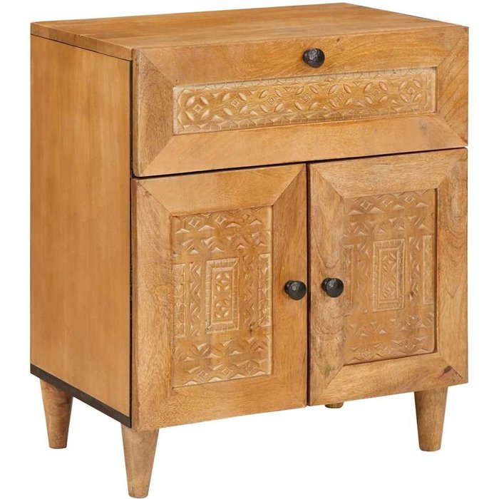 Mesilla de noche con cajón, marrón claro, 50 x 33 x 60 cm