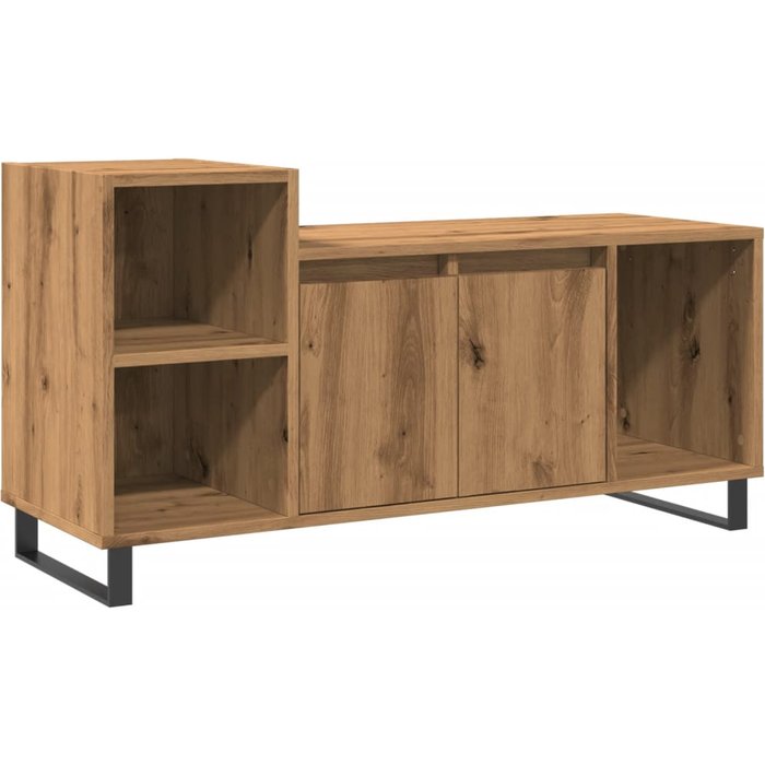 Mueble de tv en madera laminada de roble artesanal 100x35x55 cm - comfortxl
