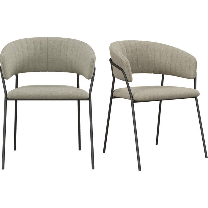 Sillón de mesa color lino y de metal negro (x2)