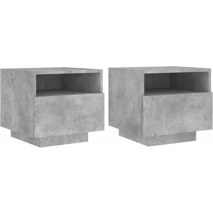 Mesitas de noche con luces led 2 piezas gris hormigón