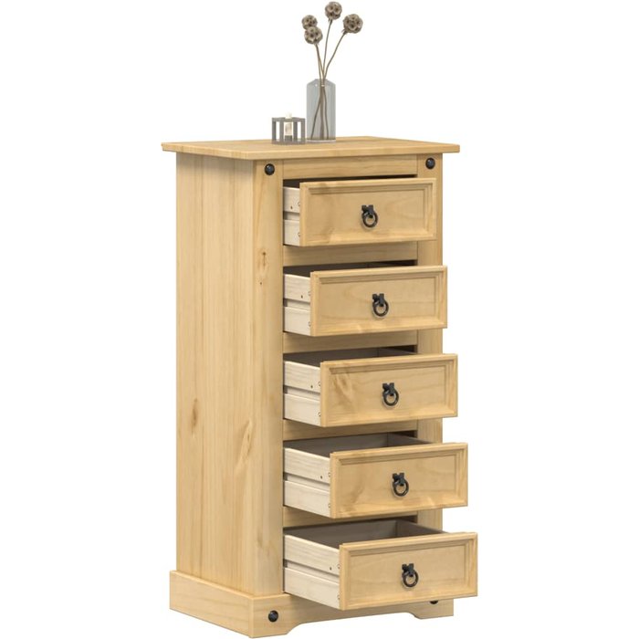 Mesita de noche corona madera maciza de pino 53x39x103 cm vidaxl