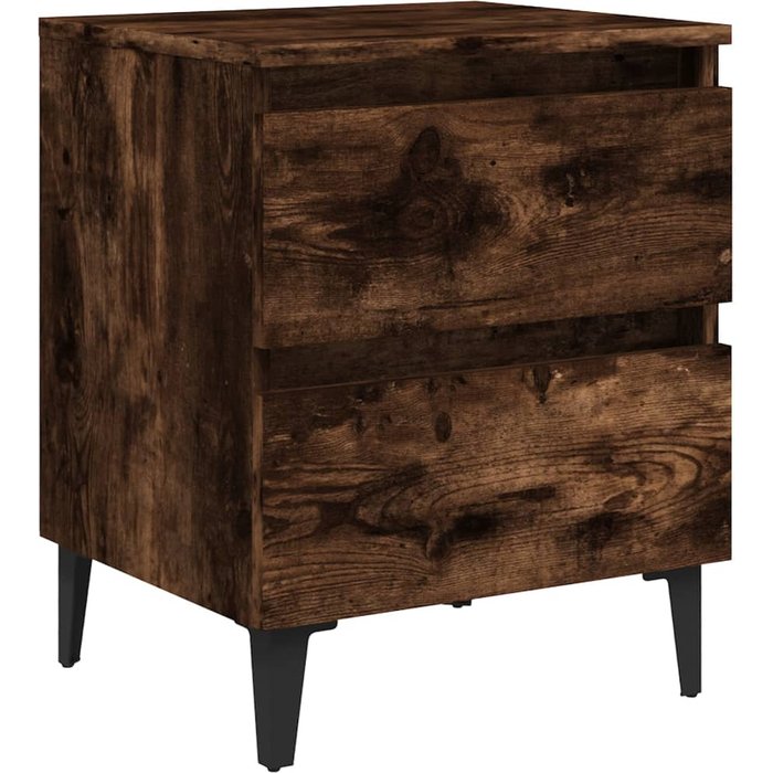 Mesita de noche con patas de metal roble ahumado 40x35x50 cm - comfortxl