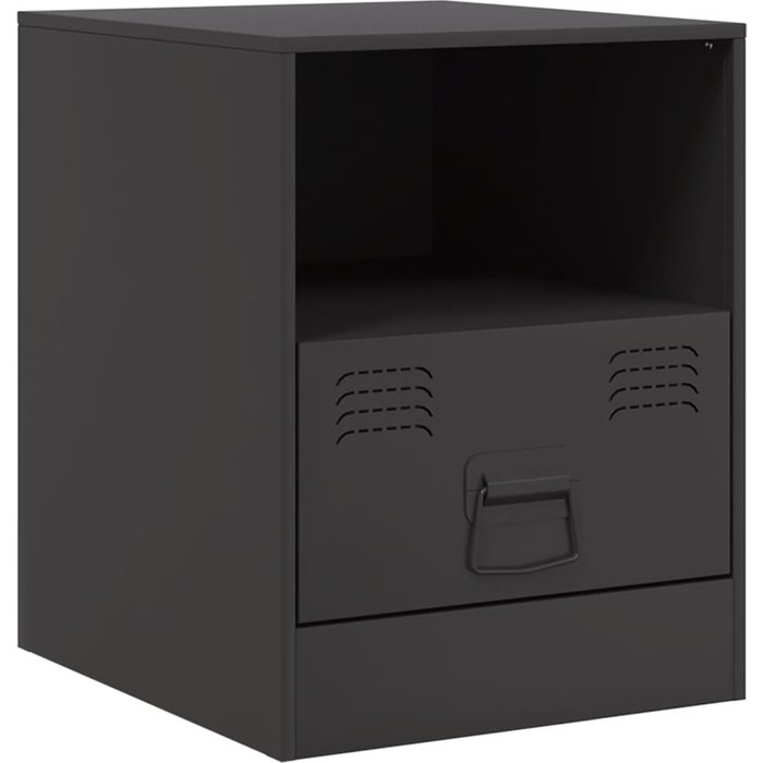 Mesita de noche acero negra 34,5x39x44 cm - comfortxl