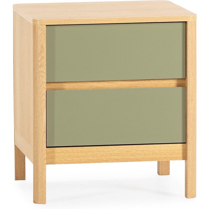 Mesita de noche nassau 2 cajones efecto roble/verde