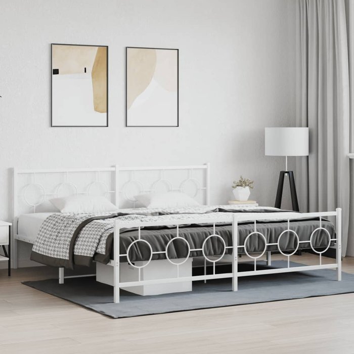Estructura cama sin colchón con estribo metal blanco 193x203 cm