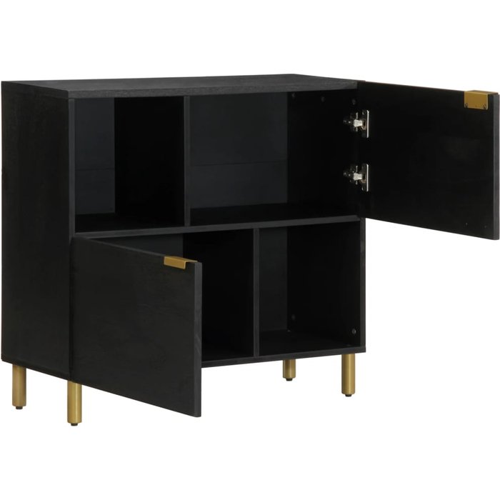 Aparador de madera de ingeniería negro 80x33x75 cm - comfortxl