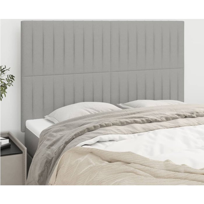 Cabeceros 4 unidades tela gris claro 72x5x78/88 cm