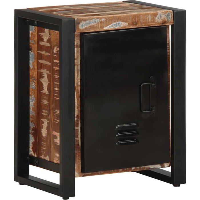 Mesilla de noche multicolor 40x30x51 cm madera maciza reciclada