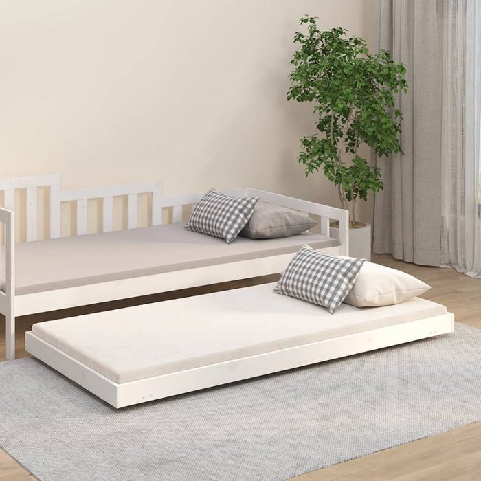 Estructura de cama blanca 75x190 cm madera maciza de pino